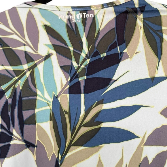 Hang Ten Rash Guard Sun Shirt SPF 50 Size Small With Zipper Pocket Palm Print - Picture 8 of 8